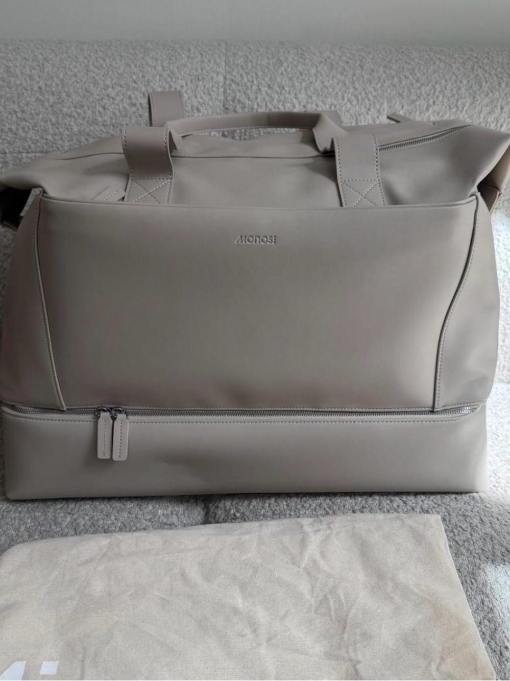 MONOS Taupe Travel Duffel Bag for Women